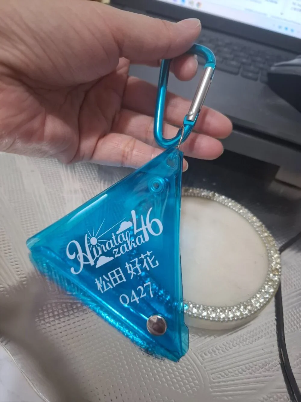 Clear Blue Mini Triangular Hinatazaka46 Coin Case Purse Mini Wallet Keychain Key
